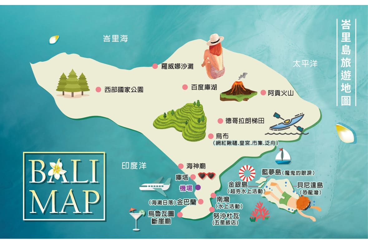 峇里島旅遊地圖
